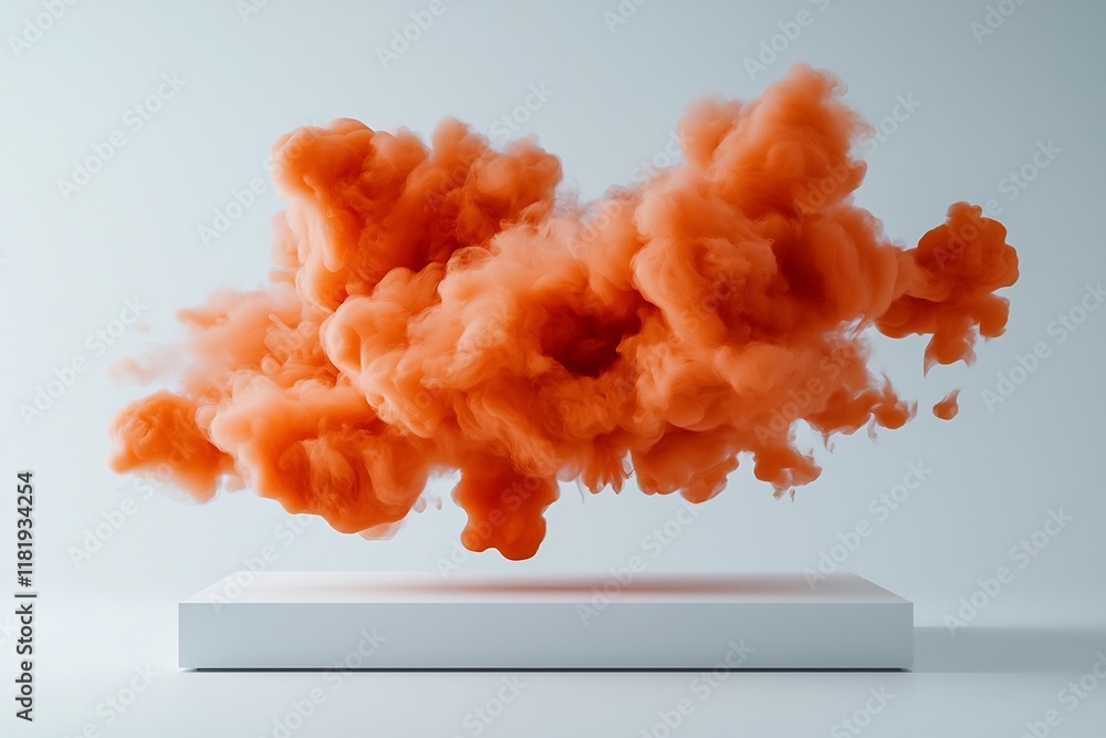 Aufkleber frozen orange fluid abstract art on pristine white background high speed capture of dynamic liquid m