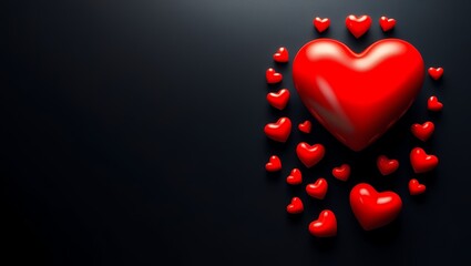 black background with red hearts