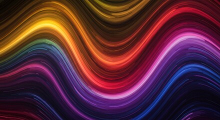 Obraz premium Abstract Rainbow Waves: Vibrant, dynamic waves of color flow seamlessly, creating a mesmerizing abstract art piece. Perfect for modern designs and vibrant backgrounds.