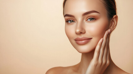 Portrait of a woman with clear skin and a radiant natural look