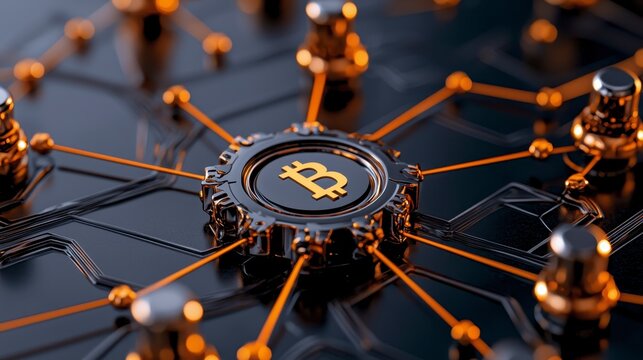 Exploring blockchain technology and bitcoin a deep dive into cryptocurrency networks digital currency landscape cyber environment macro viewpoint financial concept - Powered by Adobe