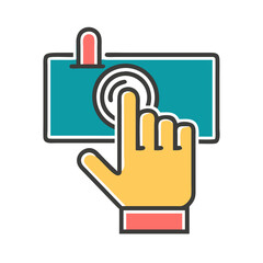 Camera Icon Vector with Finger Pressing Shutter Button