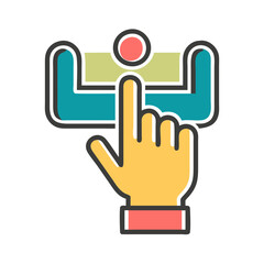 Camera Icon Vector with Finger Pressing Shutter Button