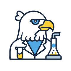 Eagle Scientist Vector Logo with Lab Flask