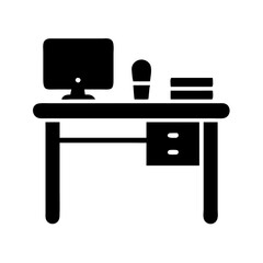Home Office Setup Illustration: Desk with Laptop and Lamp