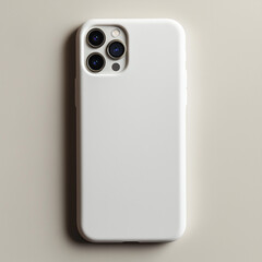 White Phone Case Mockup on Creamy Grey Yellow Background Studio Photo for Phone Case Mock Up Mockups