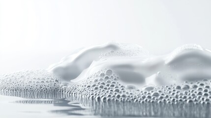 Purifying facial cleanser bottle with foamy lather pristine background product photography clean environment close-up beauty concept