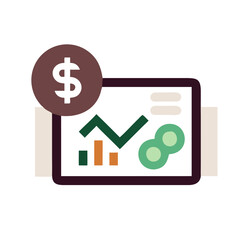 Fototapeta premium Data Visualization for Finance: Vector Icon with Graph and Dollar