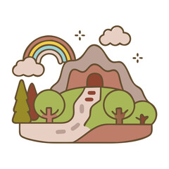 Mountain and Rainbow Vector: Nature-Inspired Landscape Illustration"