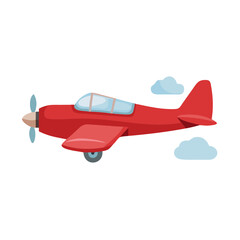 Airplane with Clouds Icon: Stock Graphic for Travel Themes