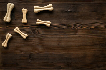 Dog treats - chew bones for cleaning teeth, top view