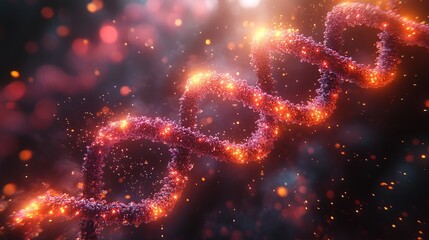Obraz premium A vibrant, abstract representation of DNA strands, showcasing their structure and complexity.