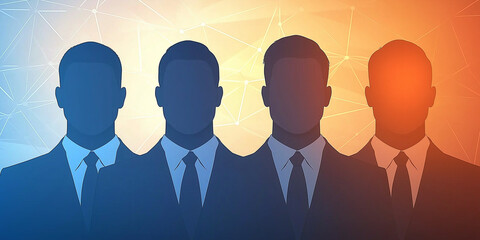 Corporate networking in digital era with silhouettes of professionals. image showcases modern approach to business connections and collaboration in tech driven environment