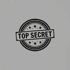 Fototapeta premium Black circular top secret stamp with bold text, stars, and confidential company branding for an official secure design.