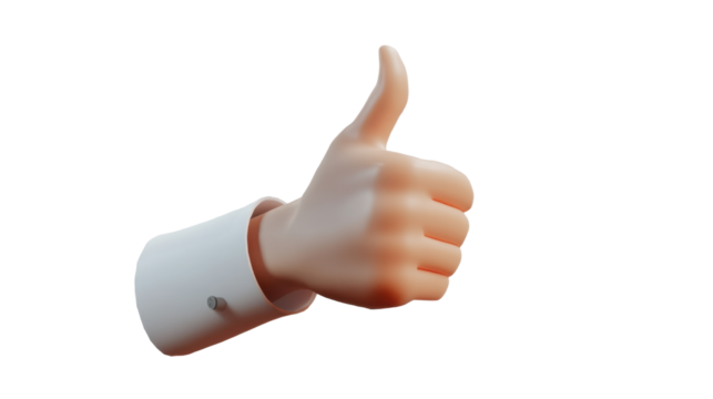 hand showing thumbs up isolated on white background 