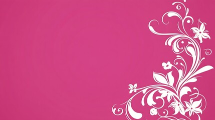 Pink Background with White Floral Design