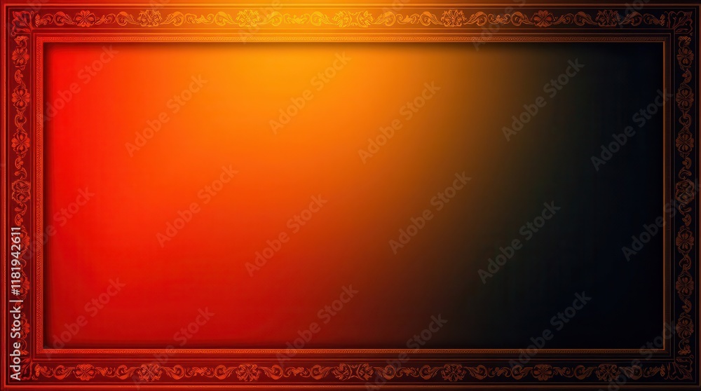 Poster a vibrant gradient background featuring warm colors transitioning from red to orange, framed with an
