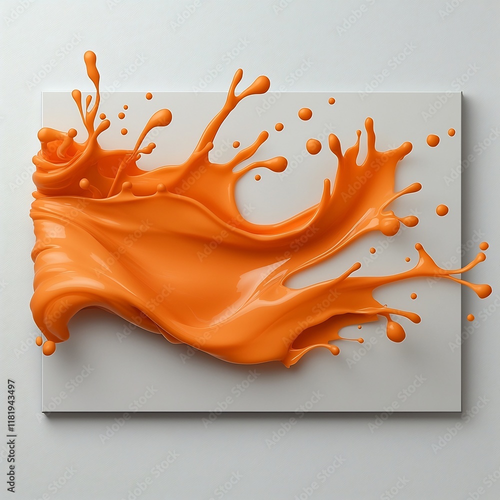 Poster mesmerizing abstract image showcasing a dynamic flowing orange liquid suspended in time against a cl