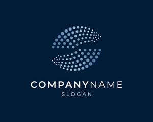 Abstract Letter S Dot Halftone Geometric Network Data Digital Tech Vector Logo Design Illustration