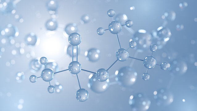 sarin molecular structure 3d, nerve agent, structural chemical formula view from a microscope