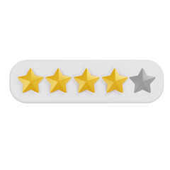 3D illustration with four star rating