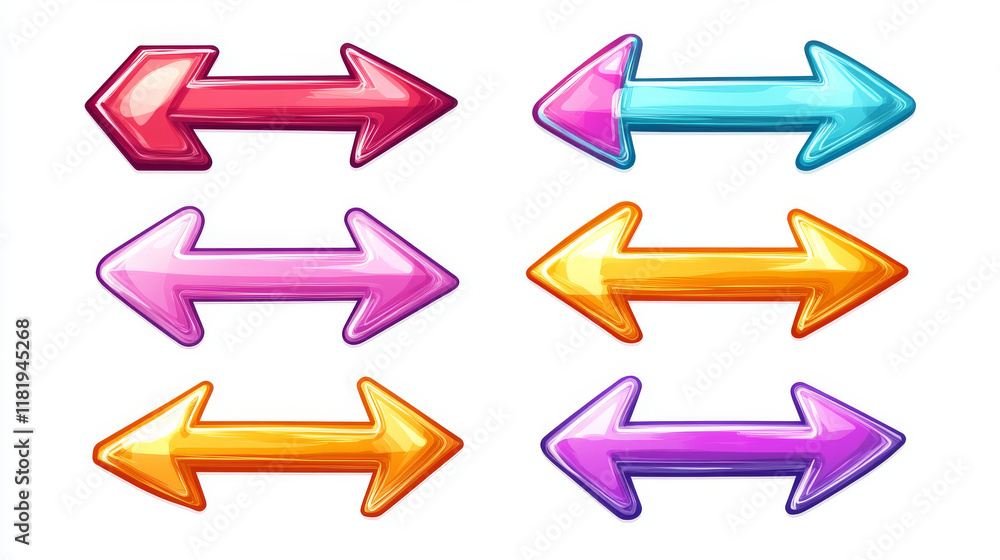 Poster set of glossy arrow icons for web design - also as emblem or logo template. jpeg version also availa