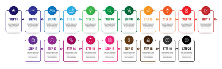 Vector illustration Infographic design template with 20 options, there are number icons which are great for your business presentation