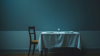 Sparse Dining Setup with Elegant Table Setting
