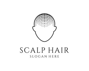 Hair Transplant Scalp Skin Head Baldness Dermatology Trichology Vector Logo Design Illustration