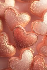 Fototapeta premium Romantic heart-shaped decorations for Valentine's Day celebration. Generative AI