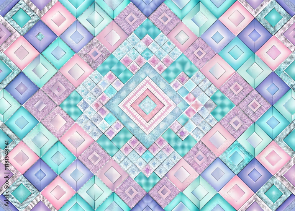 Poster pastel geometric squares background: abstract overlapping square design in soft colors