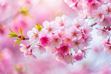 Obraz premium Pastel Pink Sakura Blossoms Spring Background - Copy Space for Text