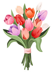 Colorful Tulips Bouquet Illustration