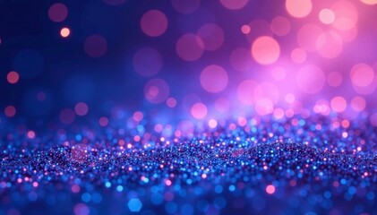 Soft abstract glitter background with silver, purple and blue lights, ambient, neon, abstract
