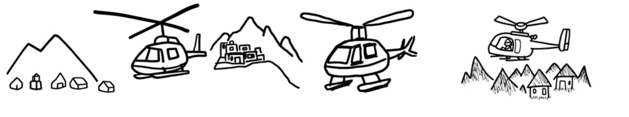 An image depicting a coloring book page illustrated with a cartoon helicopter in a contemporary style