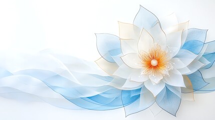 Elegant Blue   White Flower Abstract Art Background
