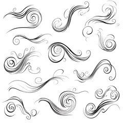 Fototapeta premium Set of Decorative Wind or Flow Design Elements
