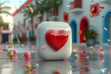 A 3D Rendering of a Love Heart for a Social Media Valentine: Romantic and Vibrant Design 