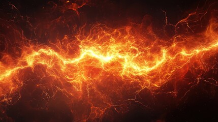 Dynamic Fiery Energy Burst with Vibrant Orange and Red Flames on a Dark Background Creating a Powerful and Intense Visual Impact