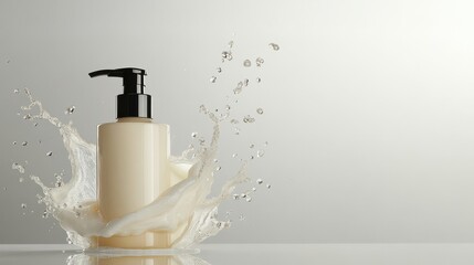 Obraz premium Nourishing hand lotion splash pristine white background beauty product minimalist setting close-up view soothing concept