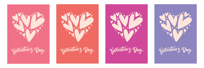 Valentine's day lettering card collection
