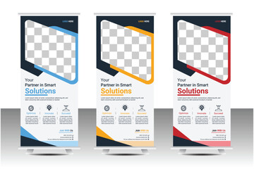 Corporate And Creative Business Roll Up Banner Template, polygon background, vector illustration, business flyer, and display banner for your Corporate business