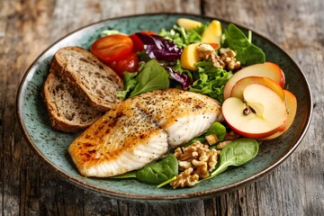 Healthy Grilled Fish Salad with Fresh Ingredients