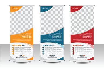 Corporate And Creative Business Roll Up Banner Template, polygon background, vector illustration, business flyer, and display banner for your Corporate business