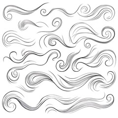 Set of Decorative Wind or Flow Design Elements