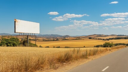Blank Billboard in Rural Summer Landscape