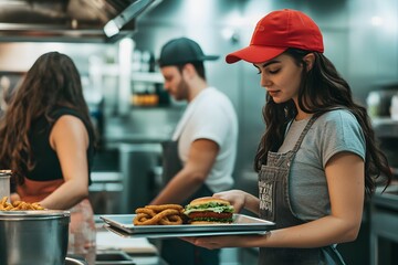 Restaurant Kitchen Staff at Work