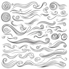 Fototapeta premium Set of Decorative Wind or Flow Design Elements