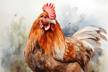 watercolor painting chicken