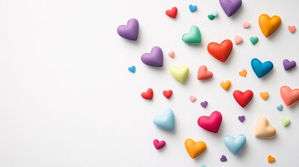 Colorful Heart Shapes on a White Background for Valentine's Day